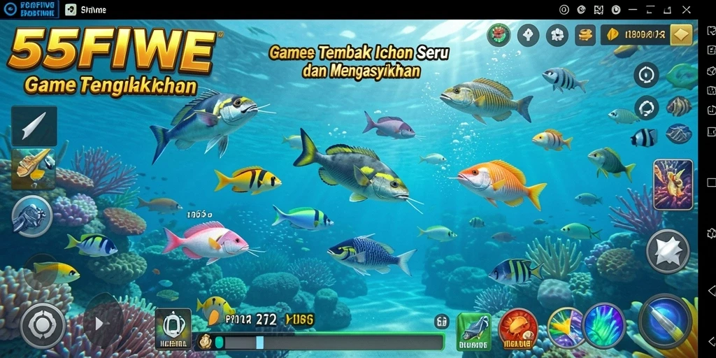 Tampilan gameplay Tembak Ikan yang penuh warna dan menarik.