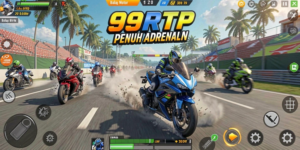 Tampilan gameplay balap motor yang mendebarkan di 99RTP.