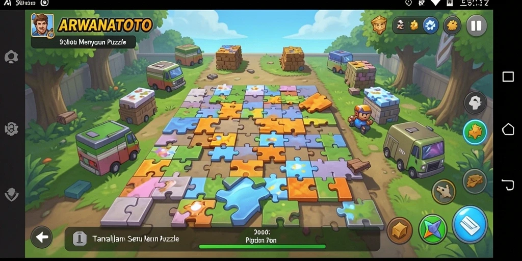 Screenshot gameplay ARWANATOTO yang menampilkan keseruan menyusun puzzle.