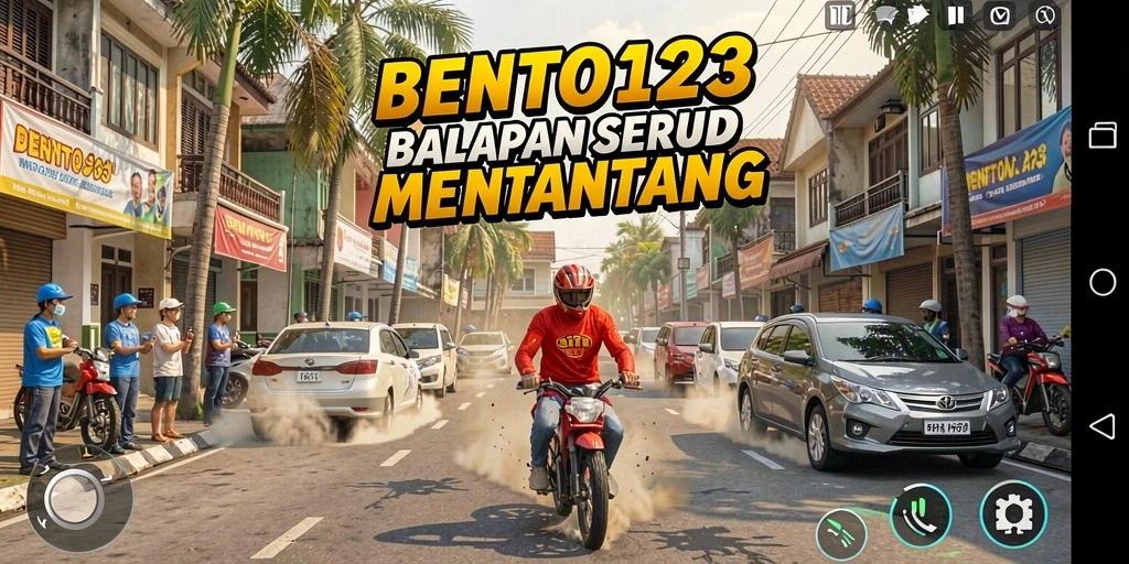 Tampilan gameplay BENTO123 yang menegangkan di lintasan balap.