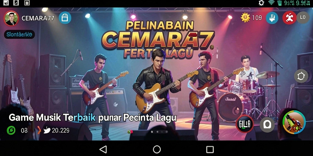 Tampilan gameplay CEMARA77 dengan berbagai fitur musik menarik.