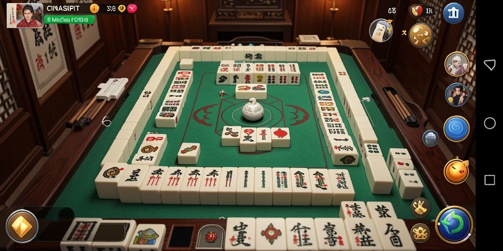 Screenshot gameplay CINASIPIT menampilkan keseimbangan strategis dan kesenangan Mahjong.