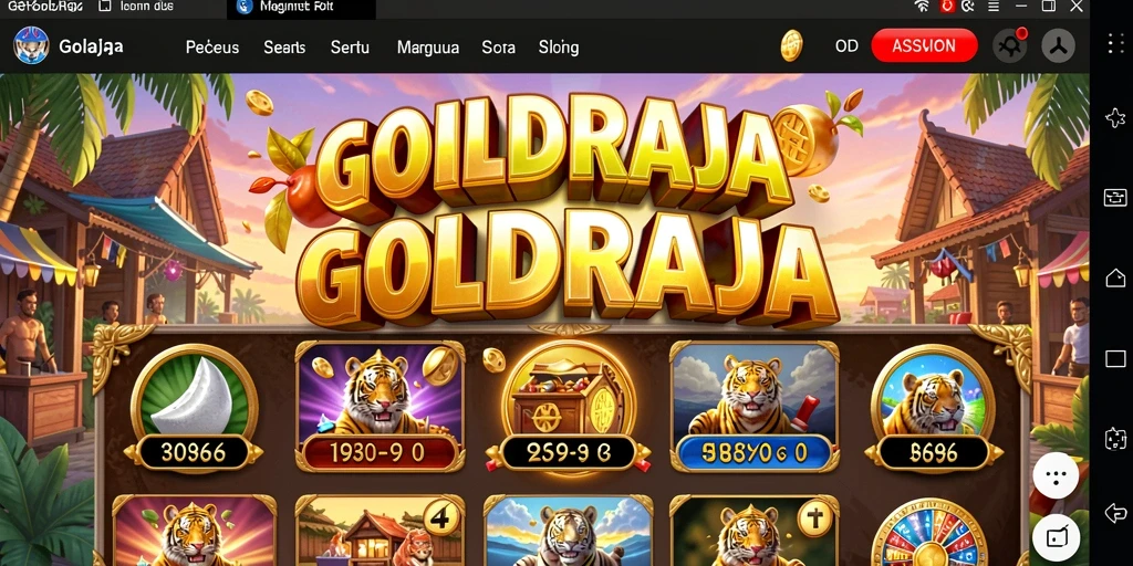 Tampilan gameplay GOLDRAJA yang menarik dengan fitur Slot yang mengasyikan.