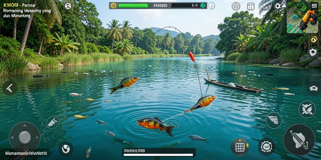 Screenshot gameplay KNO89 menunjukkan pengalaman memancing yang mendebarkan.