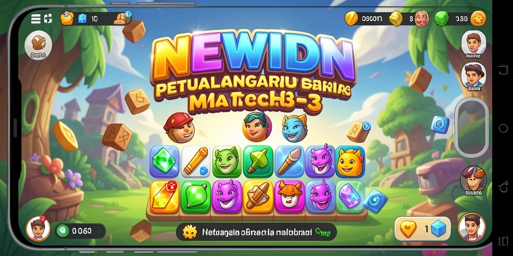 Screenshot gameplay menunjukkan petualangan seru dalam mencocokkan buah-buahan.