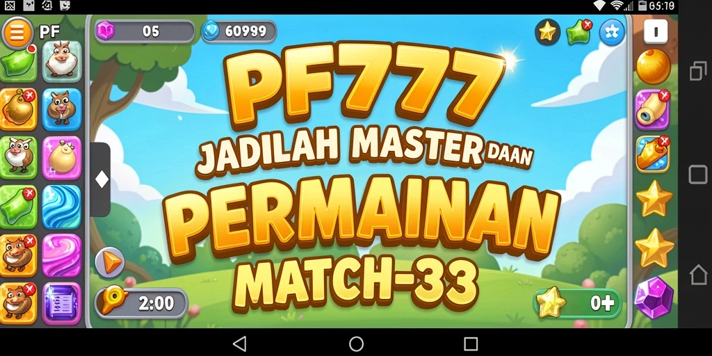 Screenshot PF777 menampilkan gameplay Match-3 yang seru dan penuh warna.