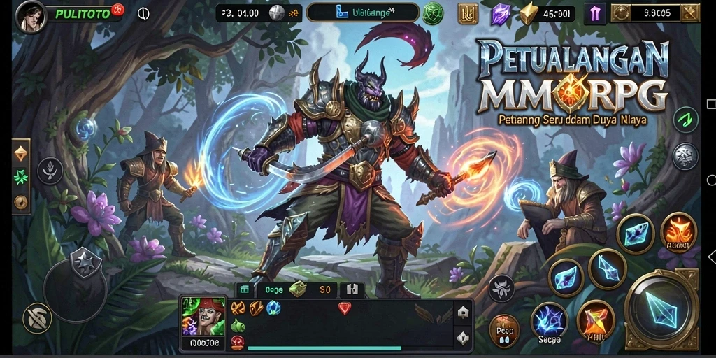 Screenshot PULITOTO menampilkan aksi mendebarkan dalam pertempuran MMORPG.