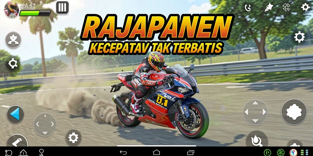 Gameplay balap motor yang mendebarkan di RAJAPANEN.