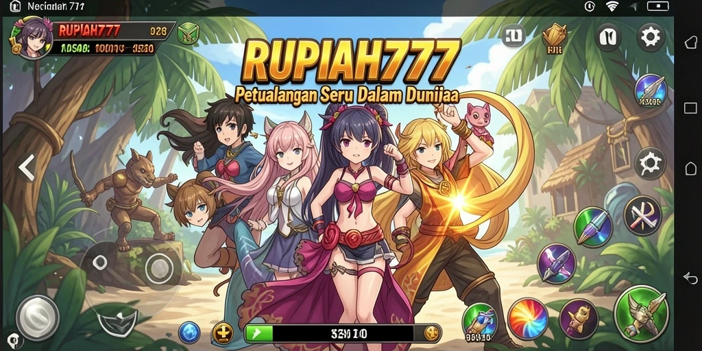 Tangkapan layar gameplay RUPIAH777 dengan karakter anime yang dinamis.