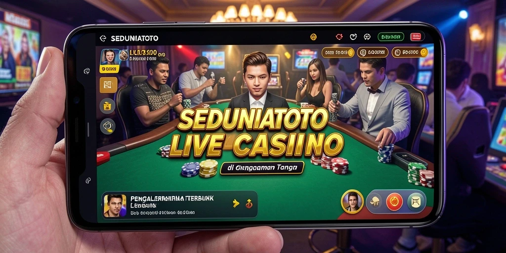 Screenshot gameplay SEDUNIATOTO yang menampilkan dealer dan meja permainan Live Casino.