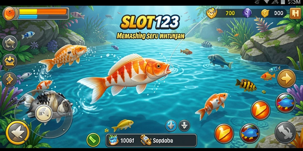 Menampilkan gameplay SLOT123 dengan pengalaman memancing yang seru.